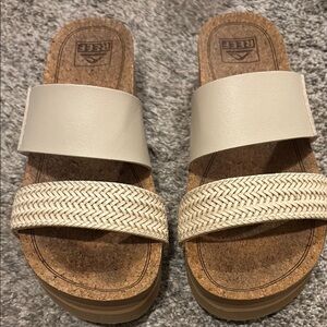 Reef Cream Sandals with Cork Footbed and Minimalist Design